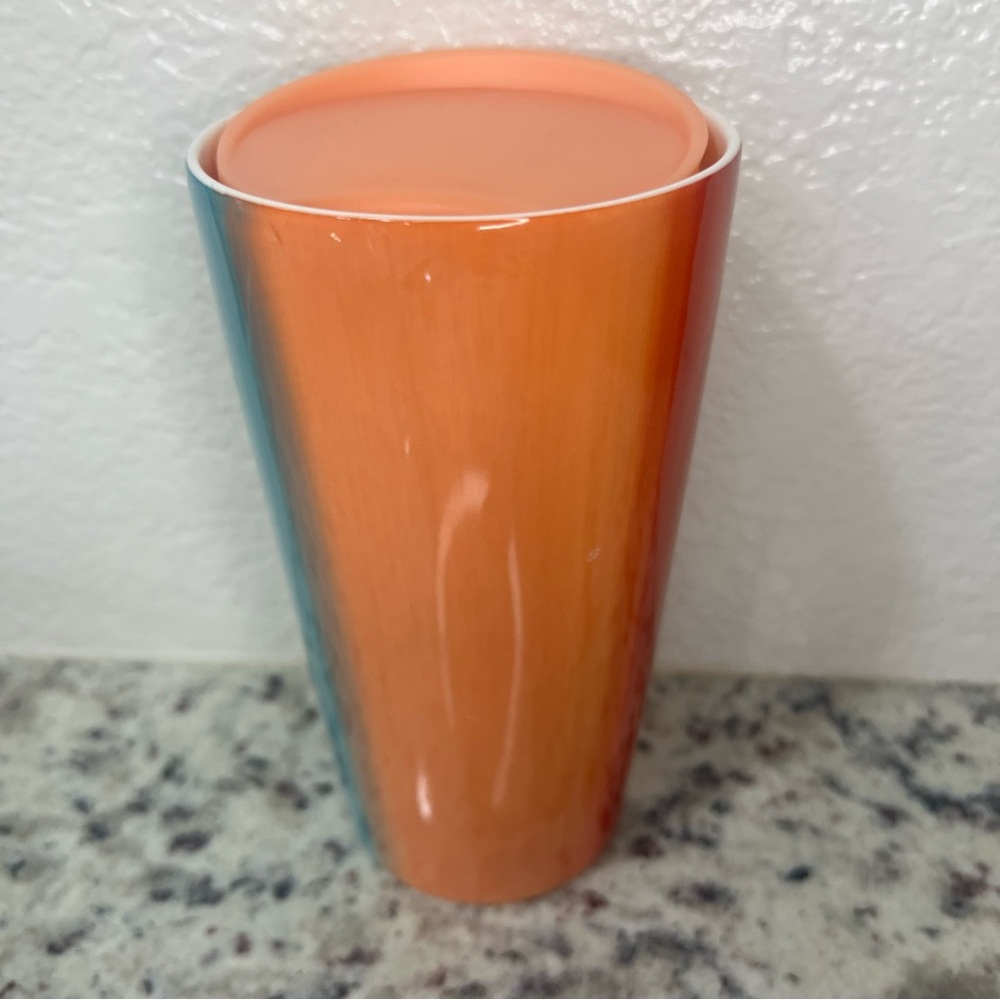 Starbucks Tropical Sunset Ombre Ceramic Tumbler Mug Cup 12 oz NEW‎ Orange Blue - Picture 4 of 8